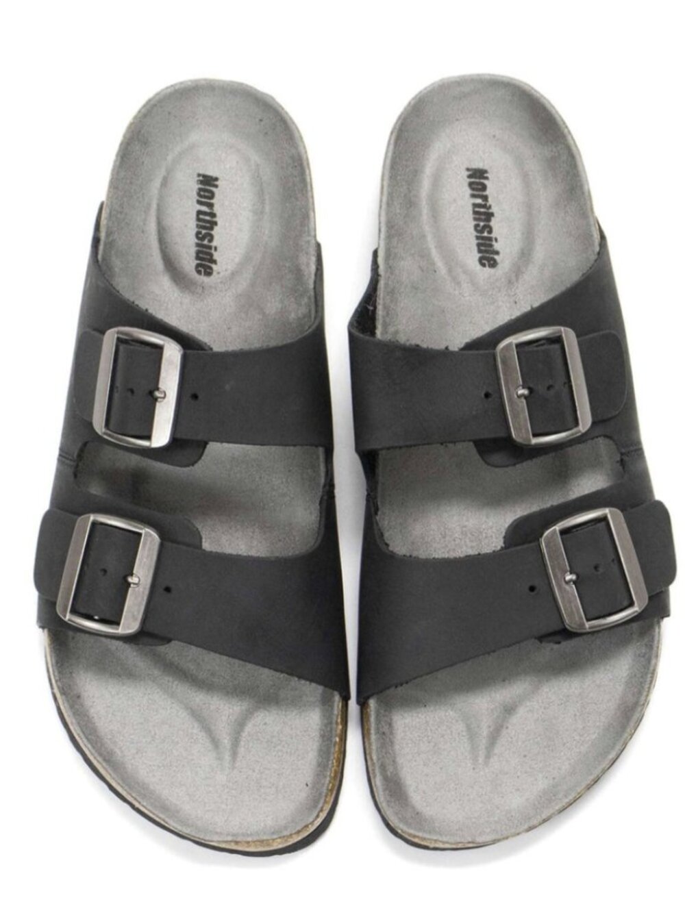 Northside Men's Raegan Leather Strap Cork Slide Footbed Sandal Black Size 9,5
